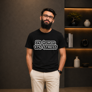 Black 3% Human 97% Stress graphic printed T-shirt