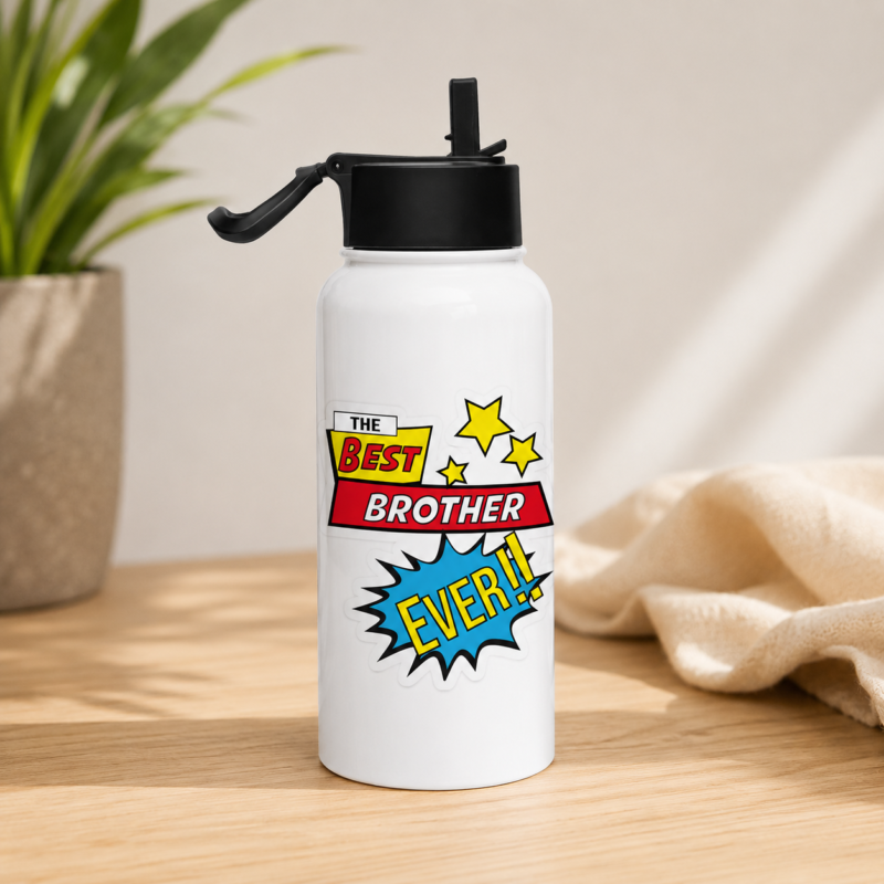 best brother water bottle, brother water bottle, best brother gift, brother gift, brother gift idea, best brother ever gift, brother birthday gift, sibling gift, brother graphic bottle, brother gift bottle, funny brother gift, brother themed water bottle, graphic water bottle, white graphic water bottle, colorful water bottle, comic style water bottle, brother appreciation gift, family gift, sibling gift idea, cute brother gift