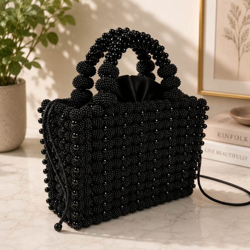 Black Beaded Handmade Bag