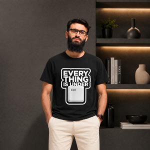 Black programmer T-shirt with “Everything Is Under Ctrl” graphic