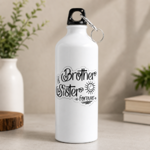 White brother and sister water bottle with “Brother & Sister Forever” graphic