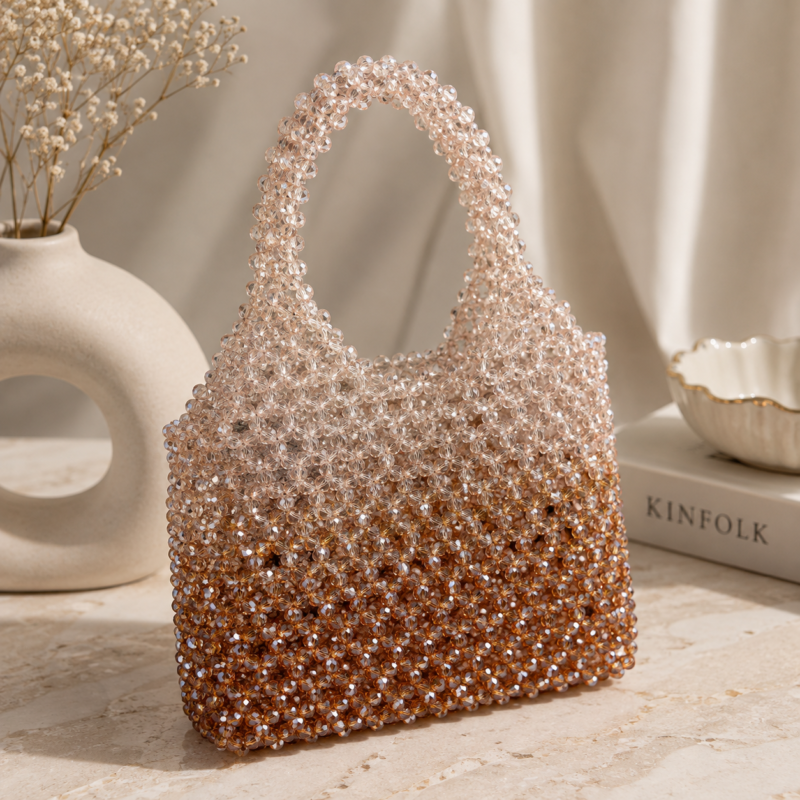 Champagne Crystal Beaded Handmade Bag