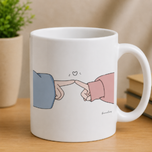 Couple love sticker showing two hands forming a heart with a small heart above