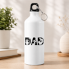 White dad gift water bottle with black “DAD” lettering and father-child silhouette design