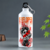 White developer water bottle with DEVELOPER lettering, classical statue artwork and red graffiti design