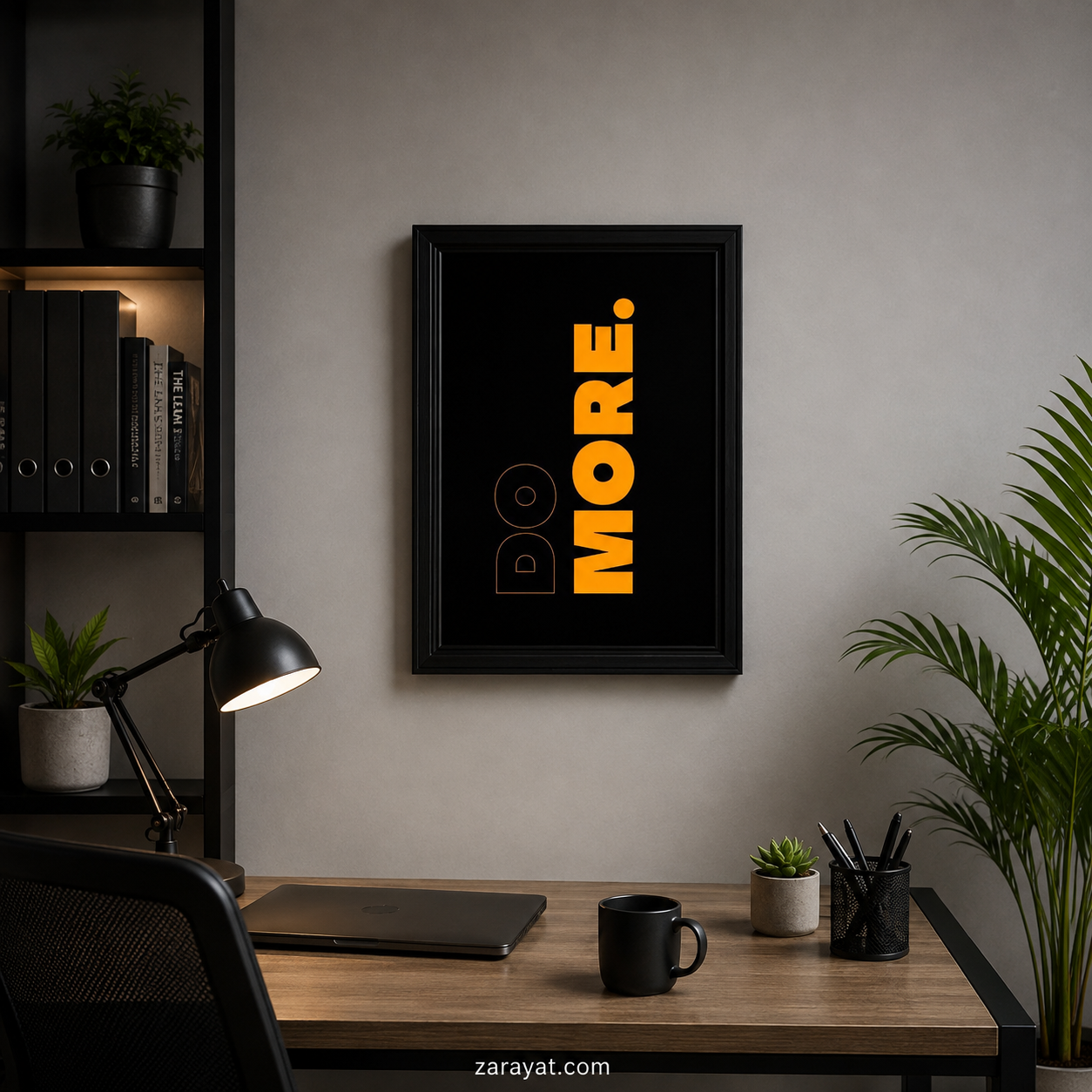 Move Forward motivational wall art with bold orange typography on a black background