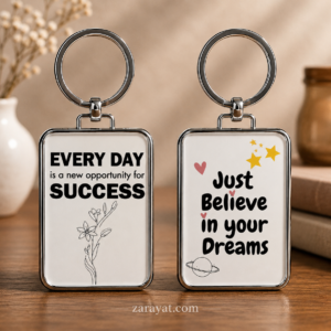 Inspirational keychain with success and believe in your dreams messages