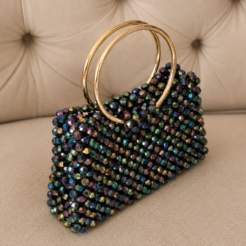 Iridescent Crystal Beaded Handmade Handbag
