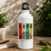 White Life Is Beautiful water bottle with colorful graphic panels and mandala-inspired artwork