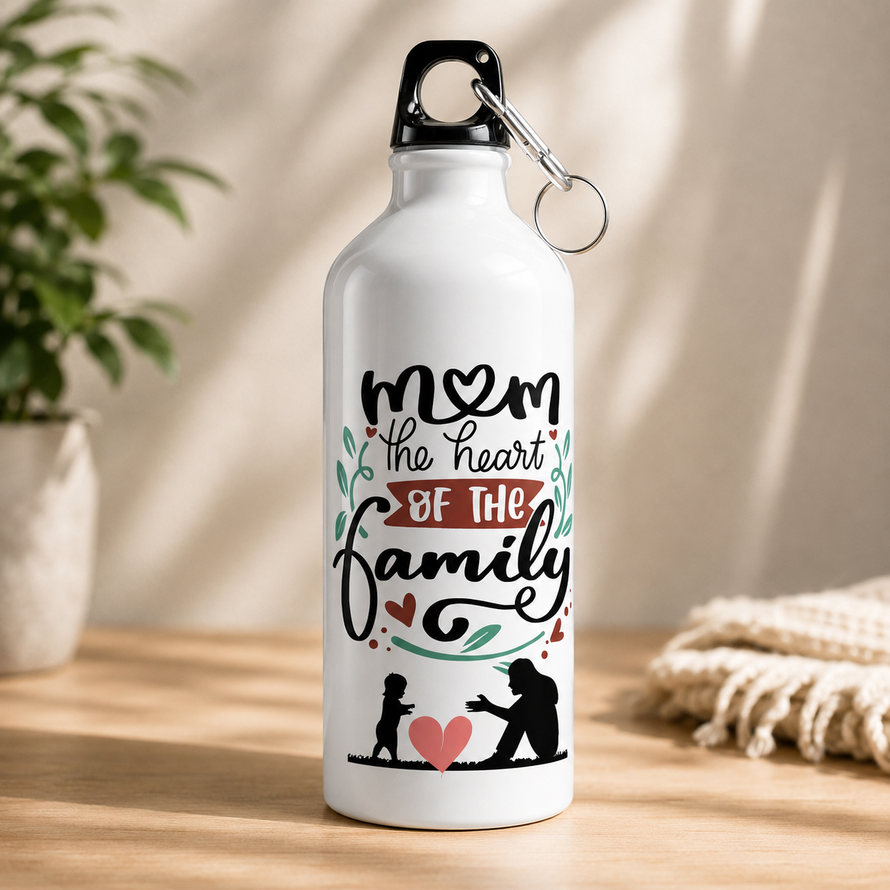 Mom Gift Water Bottle – The Heart of the Family