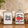 Mom keychain with Best Mom and Love You Berry Much Mom designs