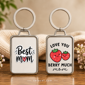 Mom keychain with Best Mom and Love You Berry Much Mom designs