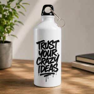 Motivational Graphic Water Bottle – Trust Your Ideas