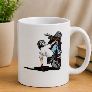 Motorcycle wheelie sticker featuring a rider performing a stunt on a bike
