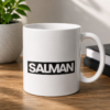 White personalized Salman name mug with bold white lettering on a black rectangular design