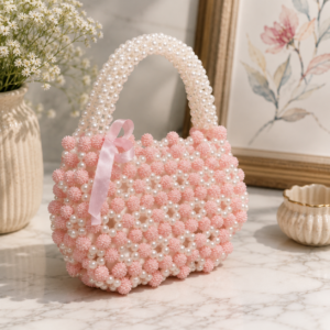 Pink Pearl Floral Beaded Handmade Bag