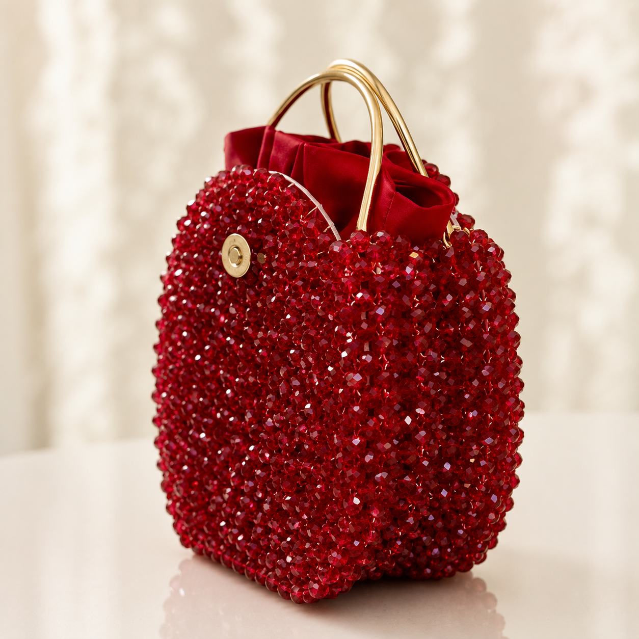 Red Crystal Beaded Handmade Handbag