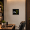 Think Positive motivational wall art with white typography and yellow light bulb design