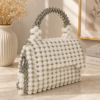 White Pearl Beaded Handmade Bag with Silver Beads | ZARAYAT