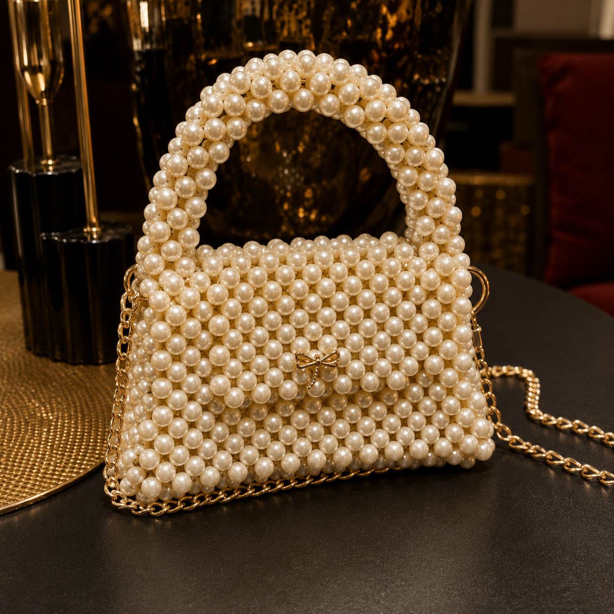 White Pearl Beaded Handmade Bag | ZARAYAT