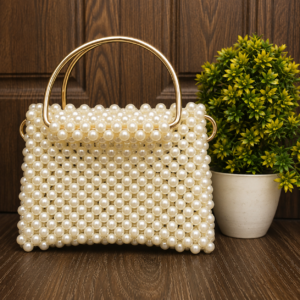 White Pearl Beaded Handmade Handbag