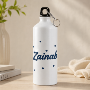 Zainab Name Water Bottle with Blue Heart Design