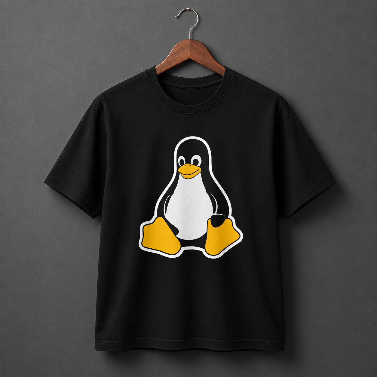 Black Linux Tux Penguin T-Shirt
