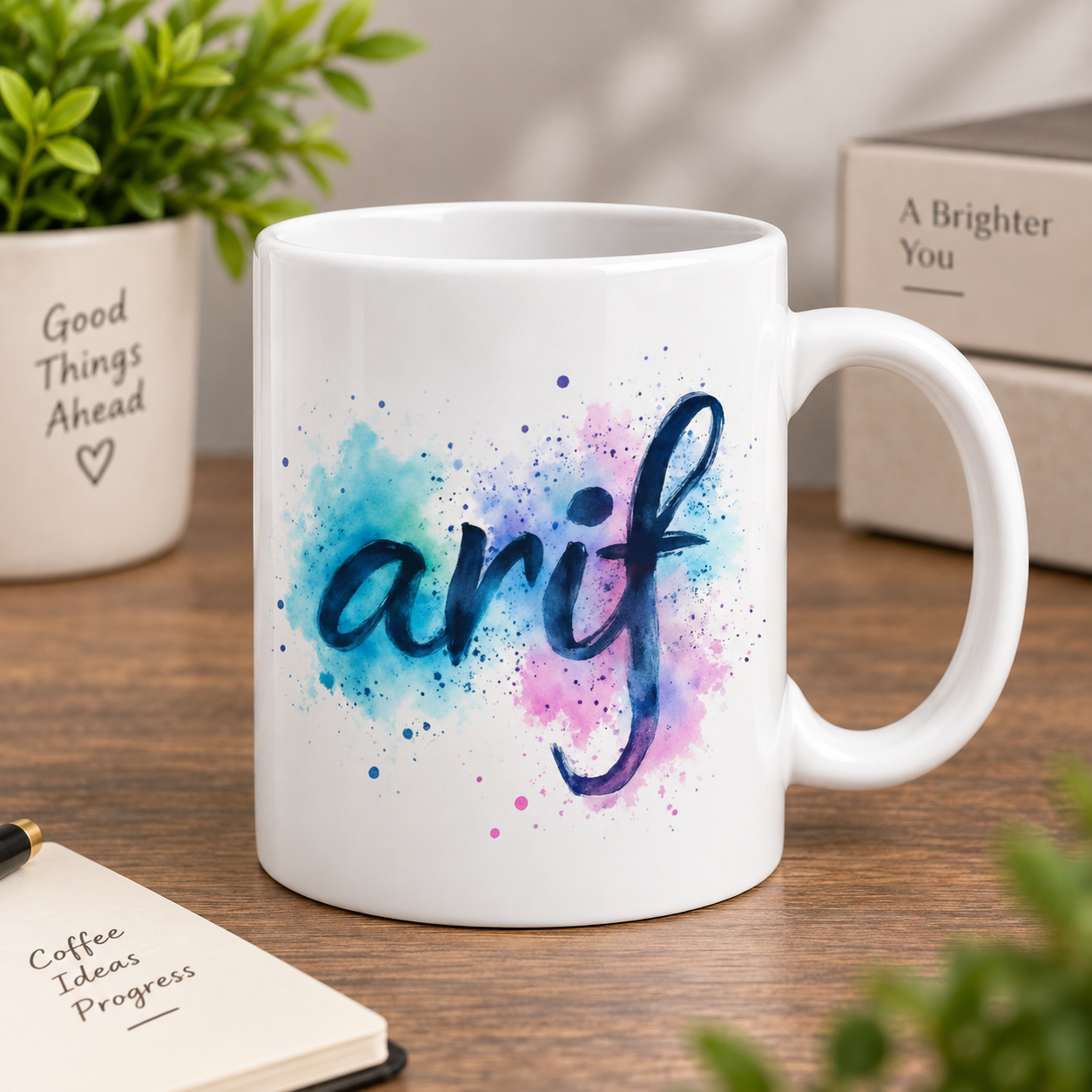 Arif Name Mug | Personalized Blue & Pink Coffee Cup