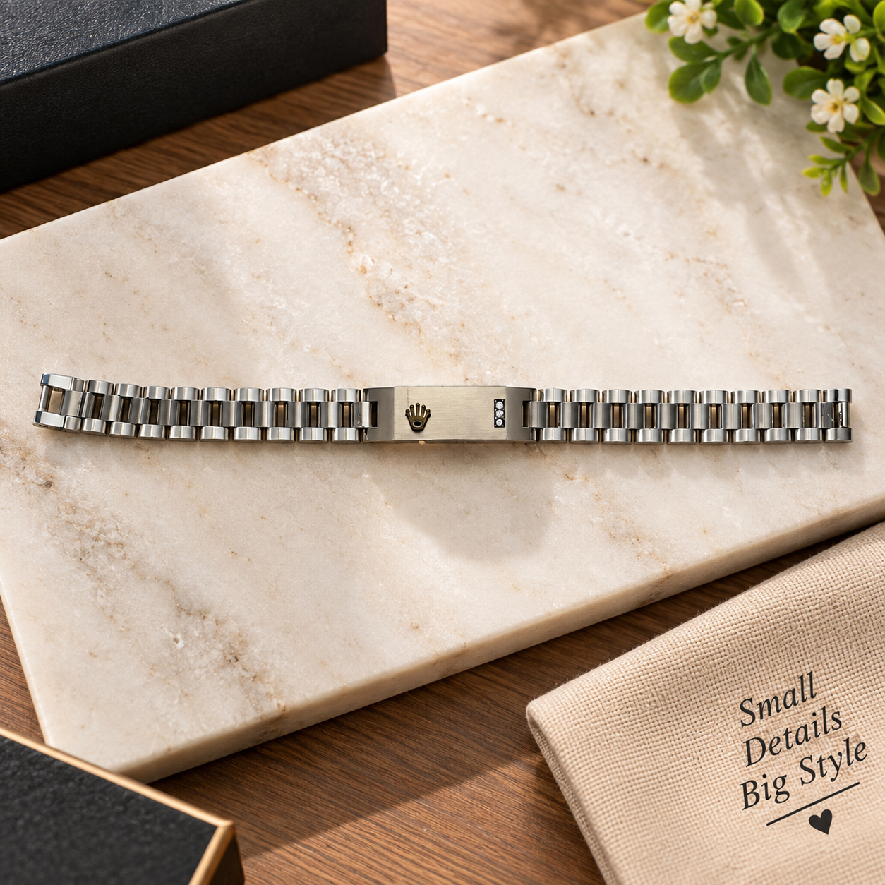 Silver Metal Watch Bracelet with Link Design - Image 2