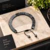 Black Chevron Link Bracelet with Adjustable Cord | ZARAYAT