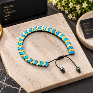 Gold Beaded Bracelet with Adjustable Cord