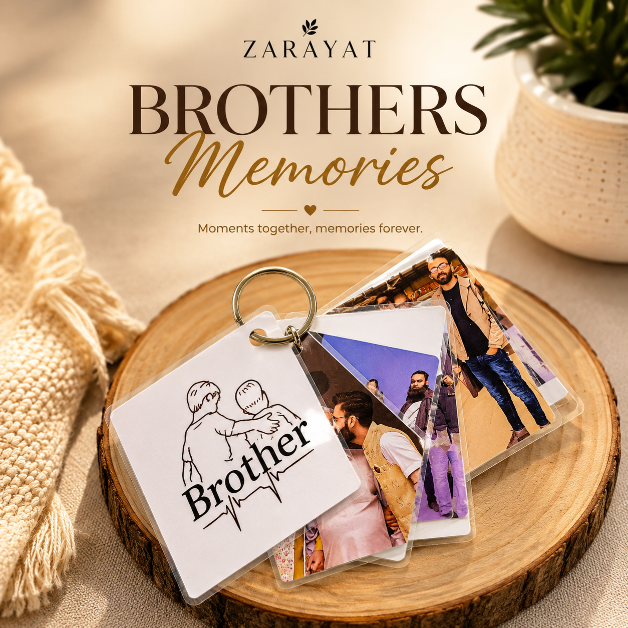 Personalized Brother Photo Keychain – Custom Memory Photo Keyring - Image 2