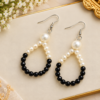 Black & White Beaded Drop Earrings