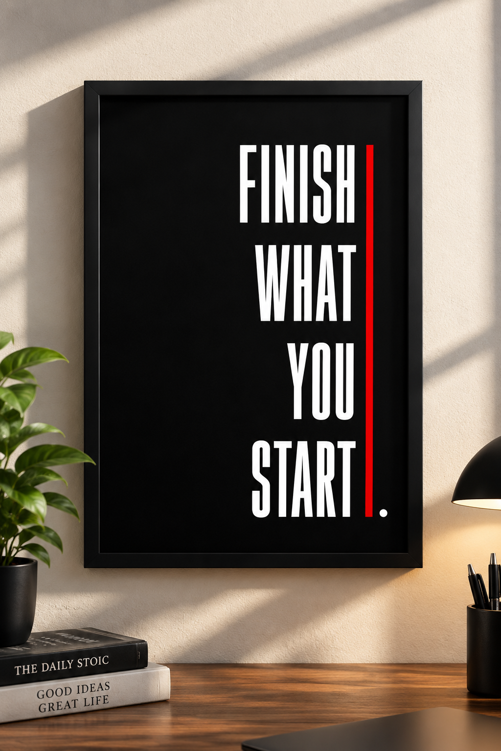 Finish What You Start – Motivational Black Framed Wall Art
