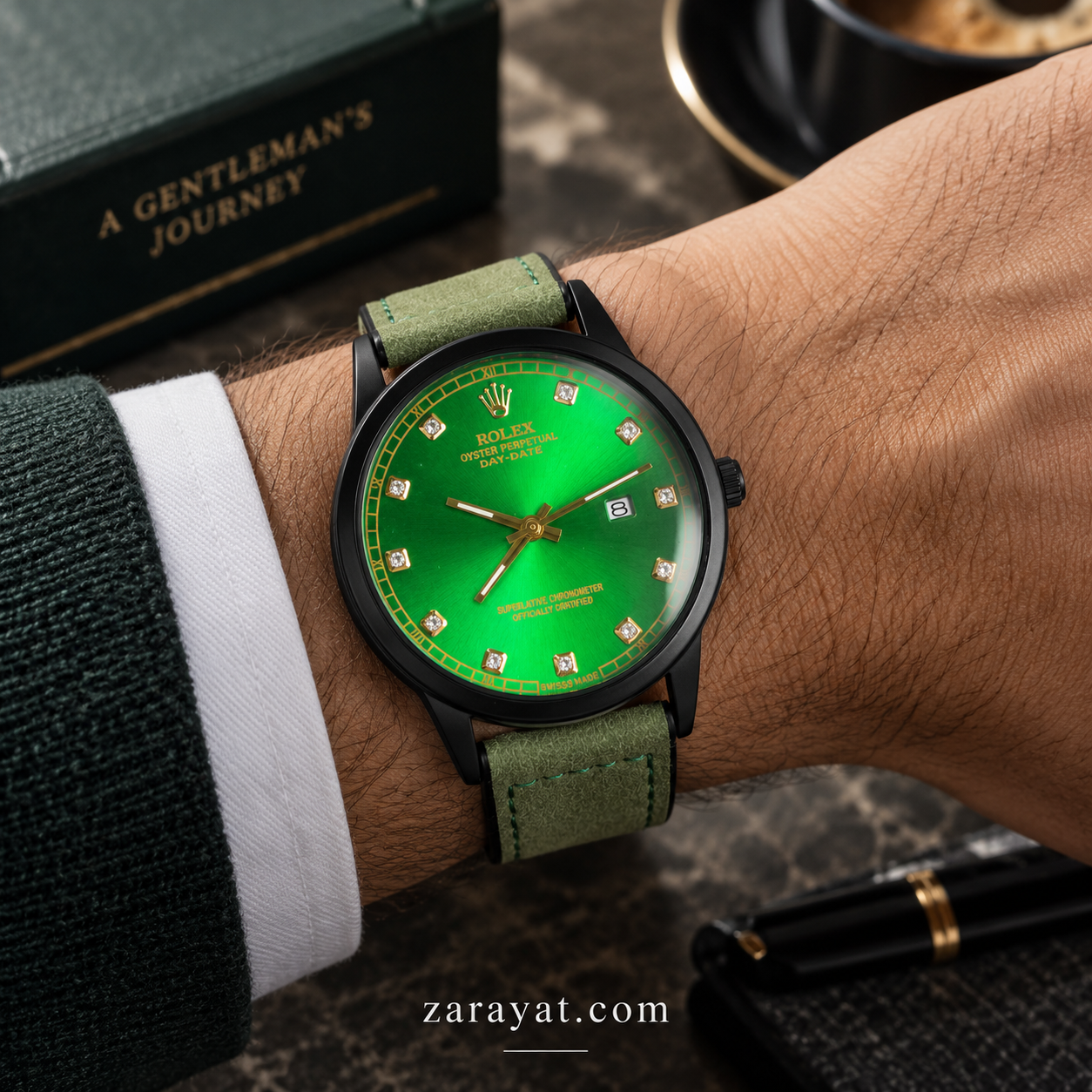 Day-Date Leather Strap Watch for Men – Luxury Dress Watch - Image 3