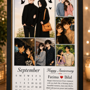 Personalized Anime Anniversary Calendar Photo Frame – Custom Couple Gift