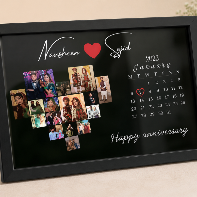 Personalized Anniversary Calendar Photo Frame – Custom Couple Memory Gift