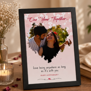 Personalized Anniversary Photo Frame – One Year Together Romantic Gift
