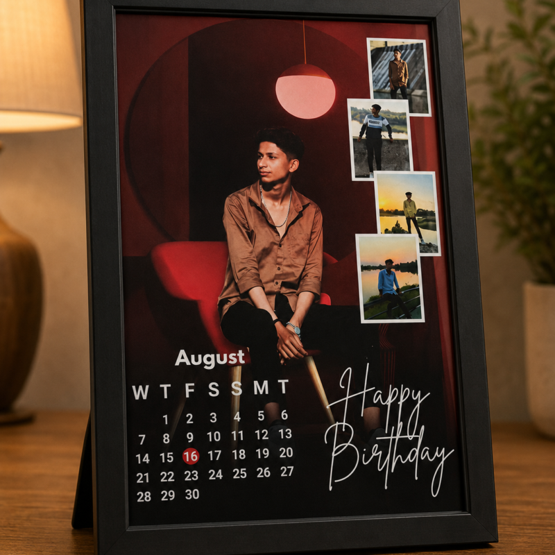Personalized Birthday Calendar Photo Frame – Custom Birthday Gift