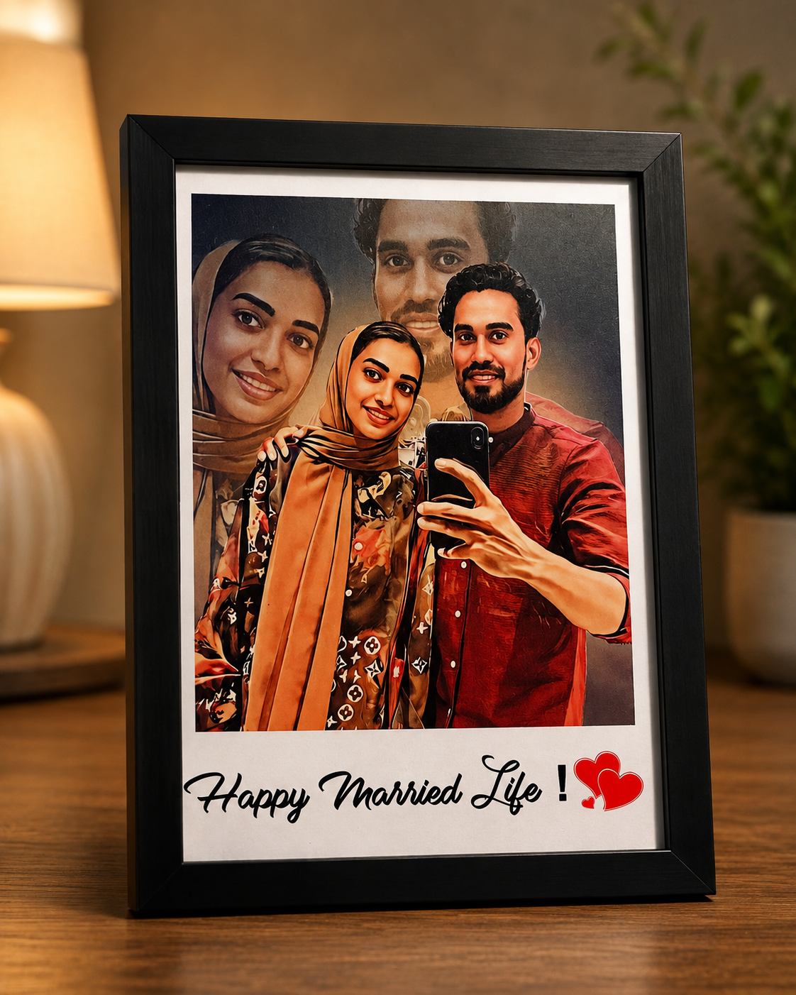 Personalized Happy Married Life Couple Frame – Custom Wedding Gift