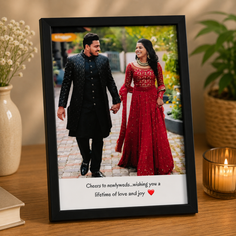 Personalized Newlywed Photo Frame – Custom Wedding Couple Gift