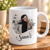 Personalized Arabic Name Mug Hijab Girl & Butterfly Design