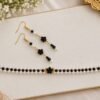 Black & White Beaded Bracelet & Earrings Set | ZARAYAT