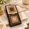 NKA Beaded Phone Bag for Women – Black & Gold Embellished Mini Crossbody Pouch