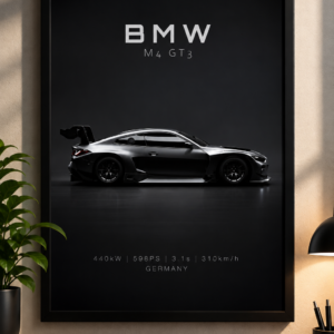 BMW M4 GT3 Car Minimalist Framed Wall Art Poster