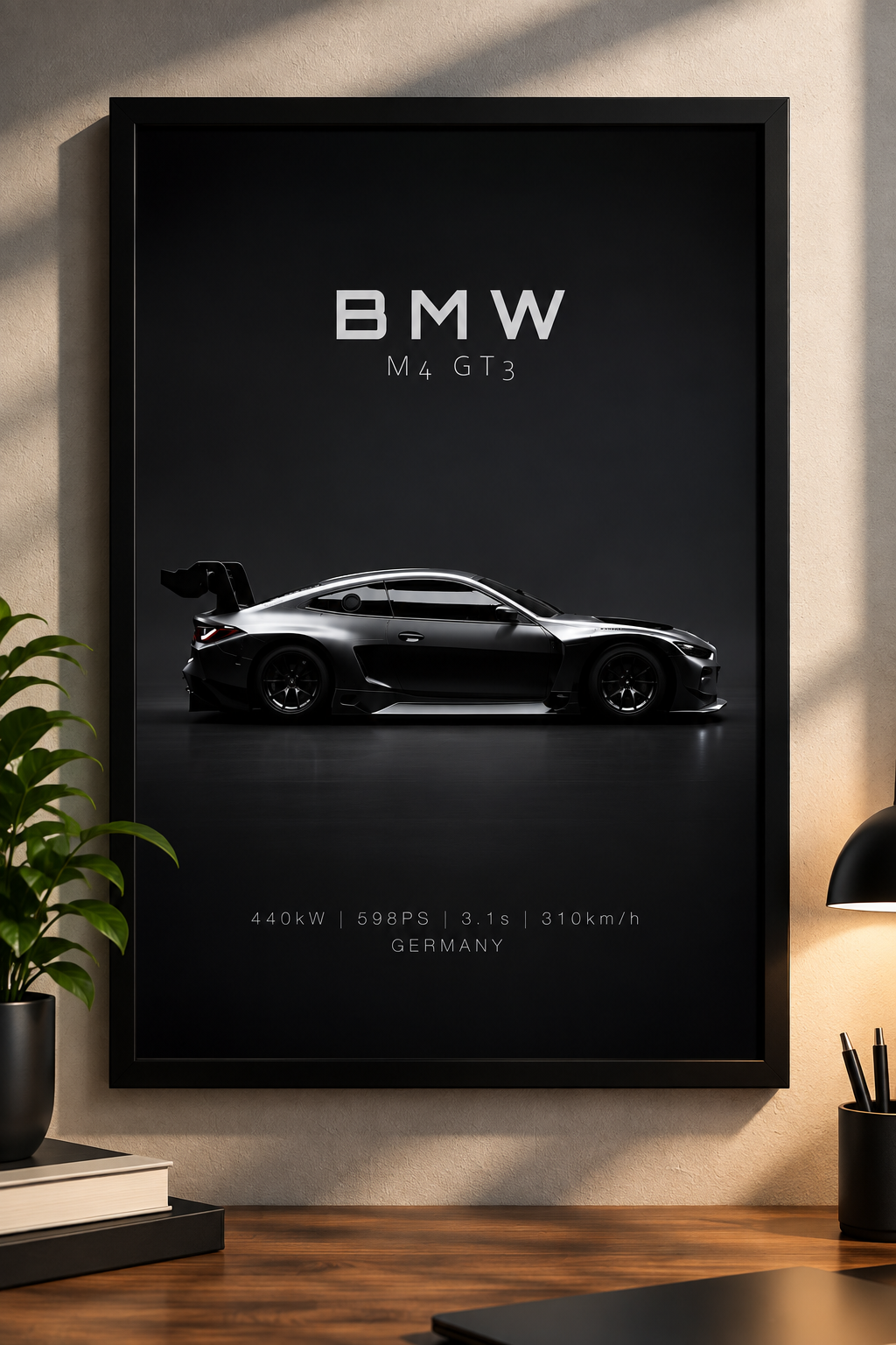 BMW M4 GT3 Car Minimalist Framed Wall Art Poster