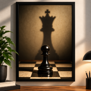 Chess Pawn to King Motivational Framed Wall Art Poster