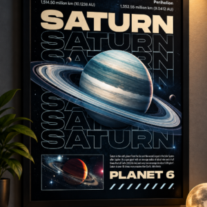 Saturn Planet Scientific Framed Wall Art Poster