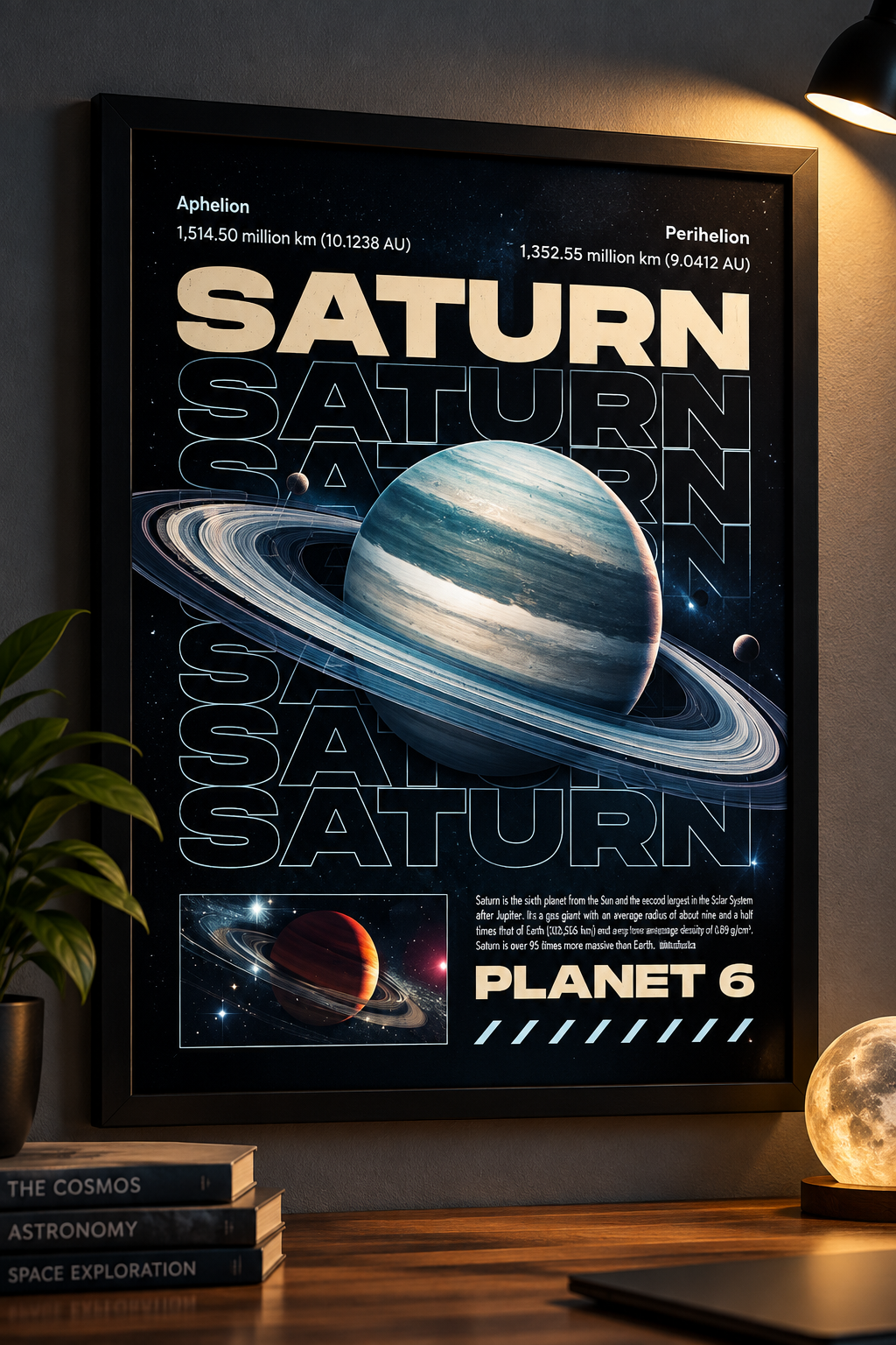 Saturn Planet Scientific Framed Wall Art Poster