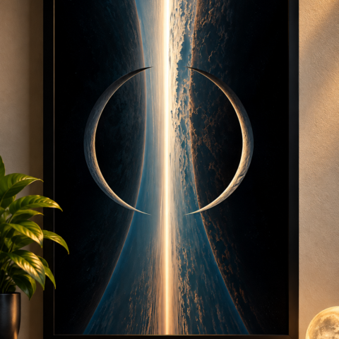 Framed Space Eclipse Wall Art Poster